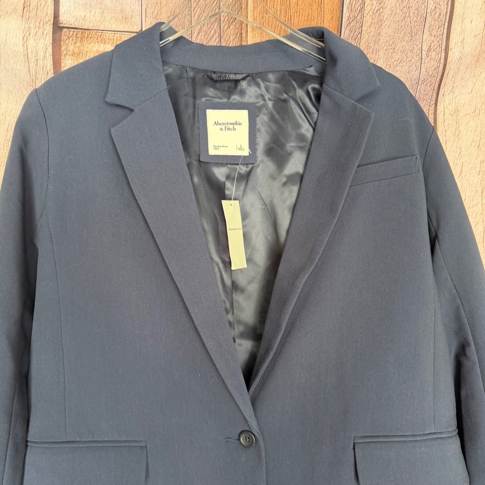 Abercrombie & Fitch Blazer Power Office Classic Preppy Workwear Navy Large NWT - Picture 3 of 8